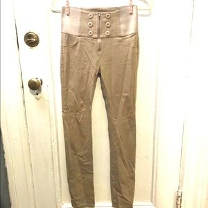 High waist slim stretch pants tan Maternity small skinny